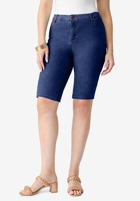 Plus Size Women's Plus Size 24/7 Bermuda Short by Denim 24/7 by Roamans in Dark Wash (Size 24 W)