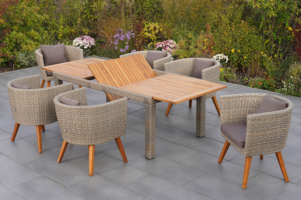 MERXXHANDELS Imperia Set 7tlg 6 Sessel Tisch 180(240)x100cm Kissen 16946478