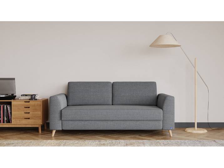 BRUNO Schlafsofa 160cm in Dunkelgrau Klassik stabiles Massivholz & Boxspringkomfort