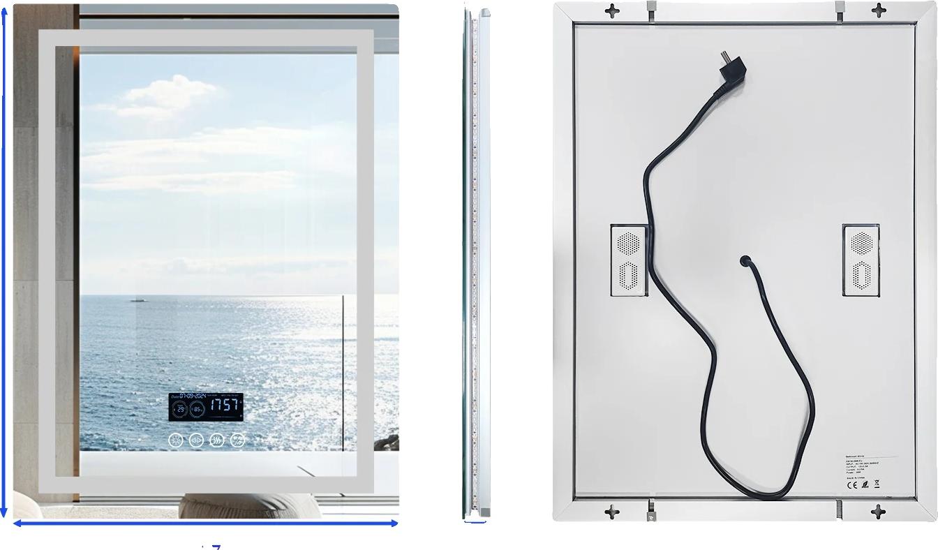 LED Badezimmer Spiegel, Bluetooth Lautsprecher, Touch-Sensor, 70x90cm (28x36 inch)