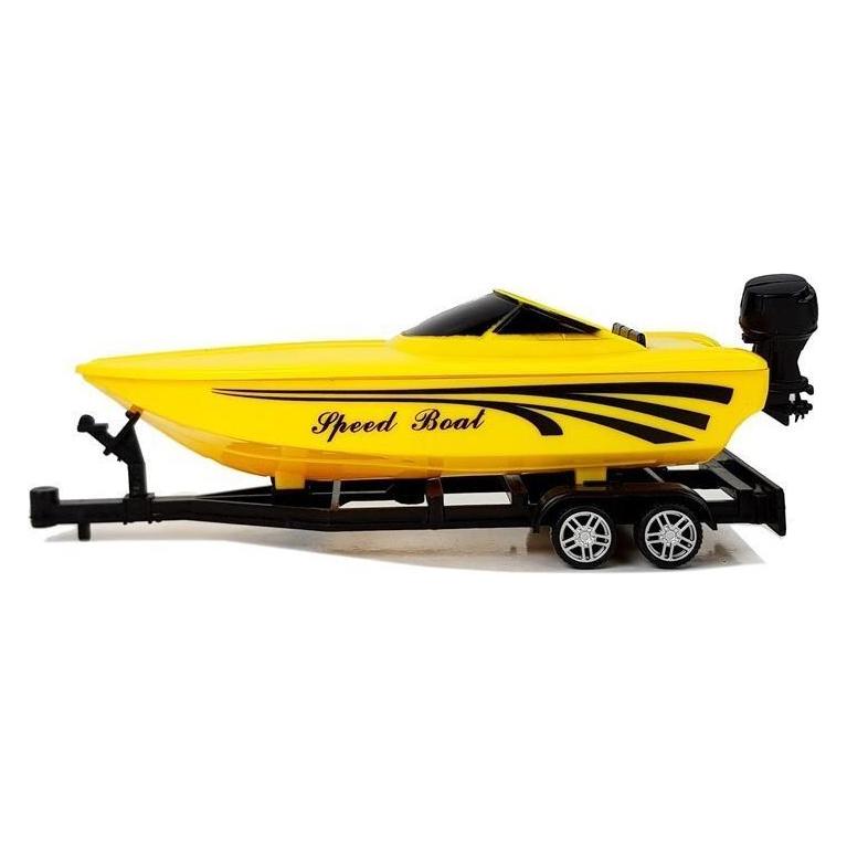 Lean Toys Wohnmobile mit gelbem Motorboot und Reibradgetriebe 1:48 (25248107)