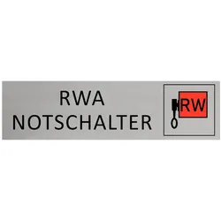 CombiCraft Aluminium Türschild RWA Notschalter 165x45mm mit 3M-Tape zur Befestigung, einfache Kennzeichnung von Räumen und Bereichen