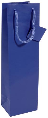 Sigel Geschenktasche Flasche mit Bodeneinlage und Geschenkanhänger GT505 Ultramarinblau, Matt Papier 10 x 35cm