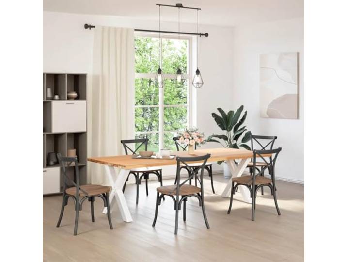 KTHLBRH X-Form Tischbeine 2 STK Weiß 70x72-73cm Stahl Pulverbeschichtet, verstellbare Nivellierfüße, vorgebohrte Löcher, für Esstisch