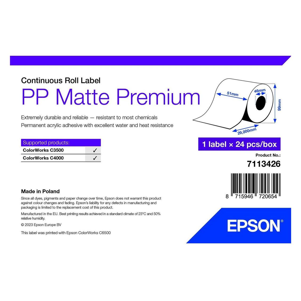 Epson Pp Matte Label Prem Continuous (51 mm) (7113426)
