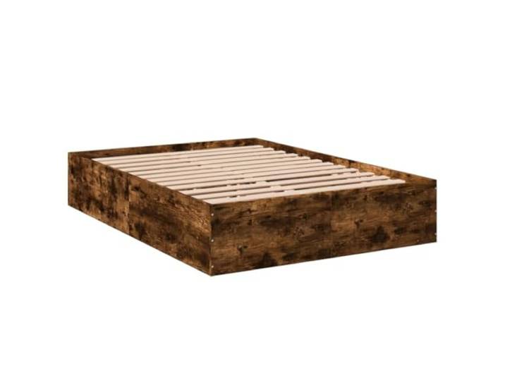 KTHLBRH Bettgestell Eiche Rauch 120 x 200 cm aus mehrschichtigem Holz Lattenrost inklusive, optimale Unterstützung, modernes Design, Montage erforderlich