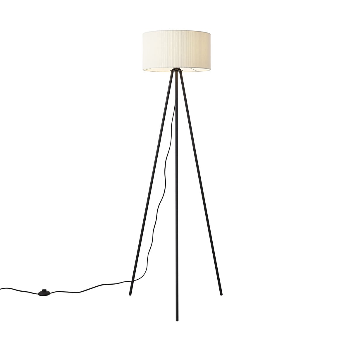 Qazqa Luz Moderne Tripod Vloerlamp Wit met Textiele Cilinderkap