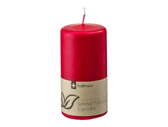 Zylinderkerze Swiss Natural, Balthasar, rot, Wachs
