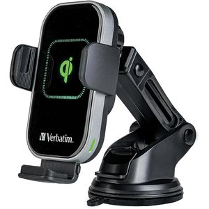 Verbatim Handyhalterung FWC-02, 15W, für Auto, mit Gelenkarm, Saugnapf & Lüftungsclip, inkl. 15W Ladefunktion