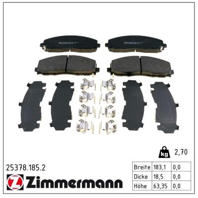 ZIMMERMANN Bremsbelagsatz, Scheibenbremse 25378.185.2 Vorderachse für Chrysler Fiat LANCIA VAG