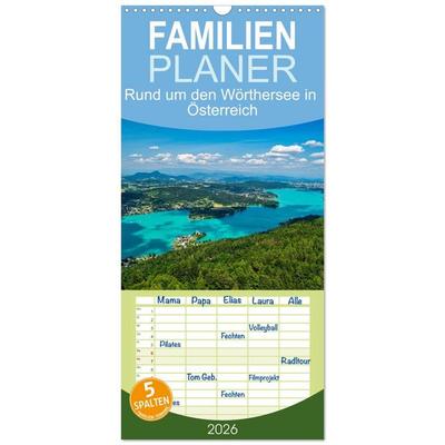 Familienplaner 2026 - Rund um den Wörthersee in Österreich mit 5 Spalten (Wandkalender, 21 x 45 cm) CALVENDO