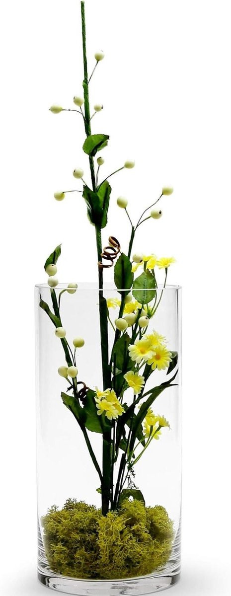 Handgemaakte glazen cilindervaas voor decoratie, transparant, Diameter: 12,7 cm