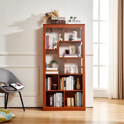 Free Combination Wood Open Bookshelf, Multi Space Display Storage Cabinet, Freestanding Bookcase with Anti-Tip Straps