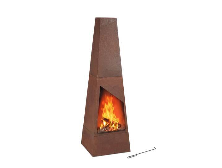 Gartenkamin Cortenstahl Braun-Schwarz