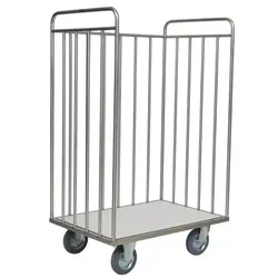 Transportwagen Novocal TRE51 Edelstahl Transportwagen mit Rückwand