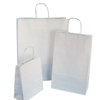 Pack4Food24 250 Premium Papiertragetaschen Papiertüten 22+10x28cm mit Kordelgriff weiß 90g/m²