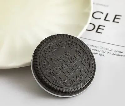 Fusion Finds Chocolate Biscuit Pocket Makeup Mirror With Foldable Comb Cute Compact Mirror For Travel & Purse black