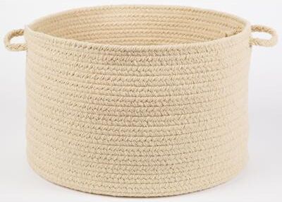 "18"" x 12"" Braided Basket with Handles by Rhody Rug in Cream"