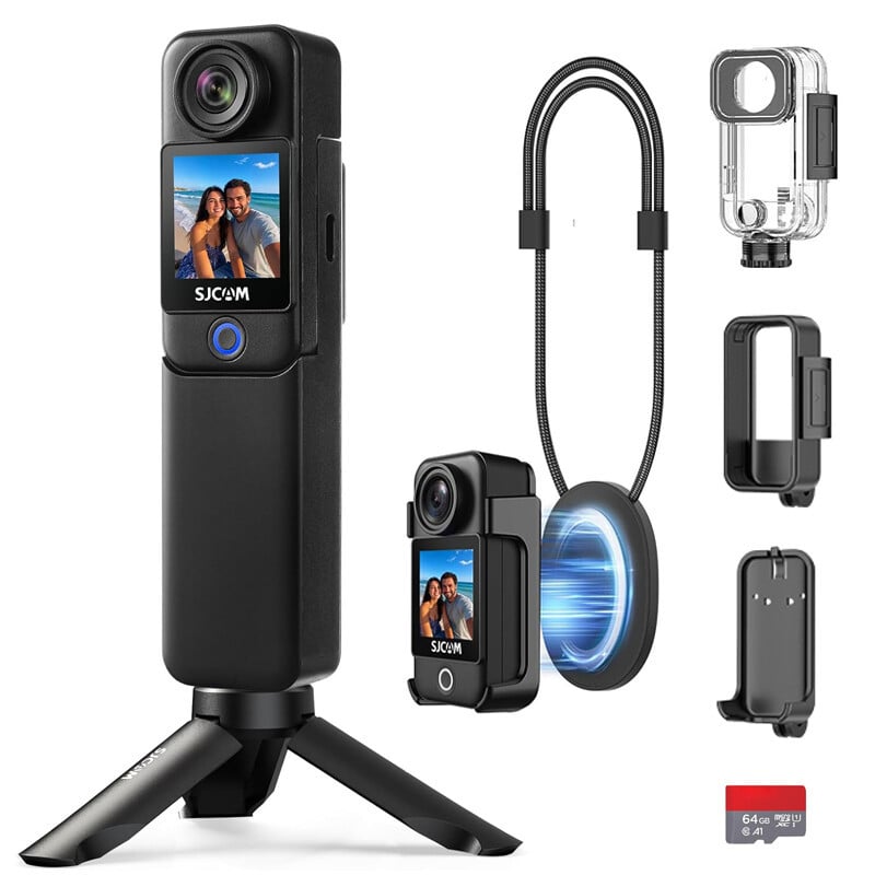 SJCAM C300 4K Actioncamera met dubbel scherm en 6-assige stabilisatie, zwart