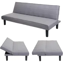 Schlafsofa MCW-J17, Couch Klappsofa Gästebett Bettsofa, Schlaffunktion Stoff/Textil 165cm ~ grau