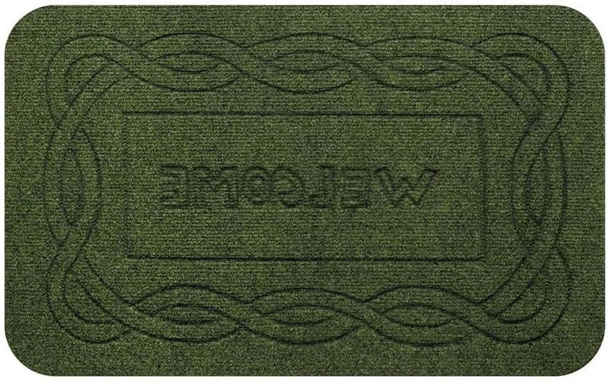 Groene buiten deurmat met antislip onderkant - 40 x 65 cm