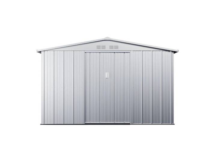 Vente-Unique Schrebergartenhaus - 302 cm x 235 cm - metall - hellgrau Linus, Hellgrau, Metall, 302x195x235 cm, Gartenzubehör, Gartenhäuser & Gewächshäuser
