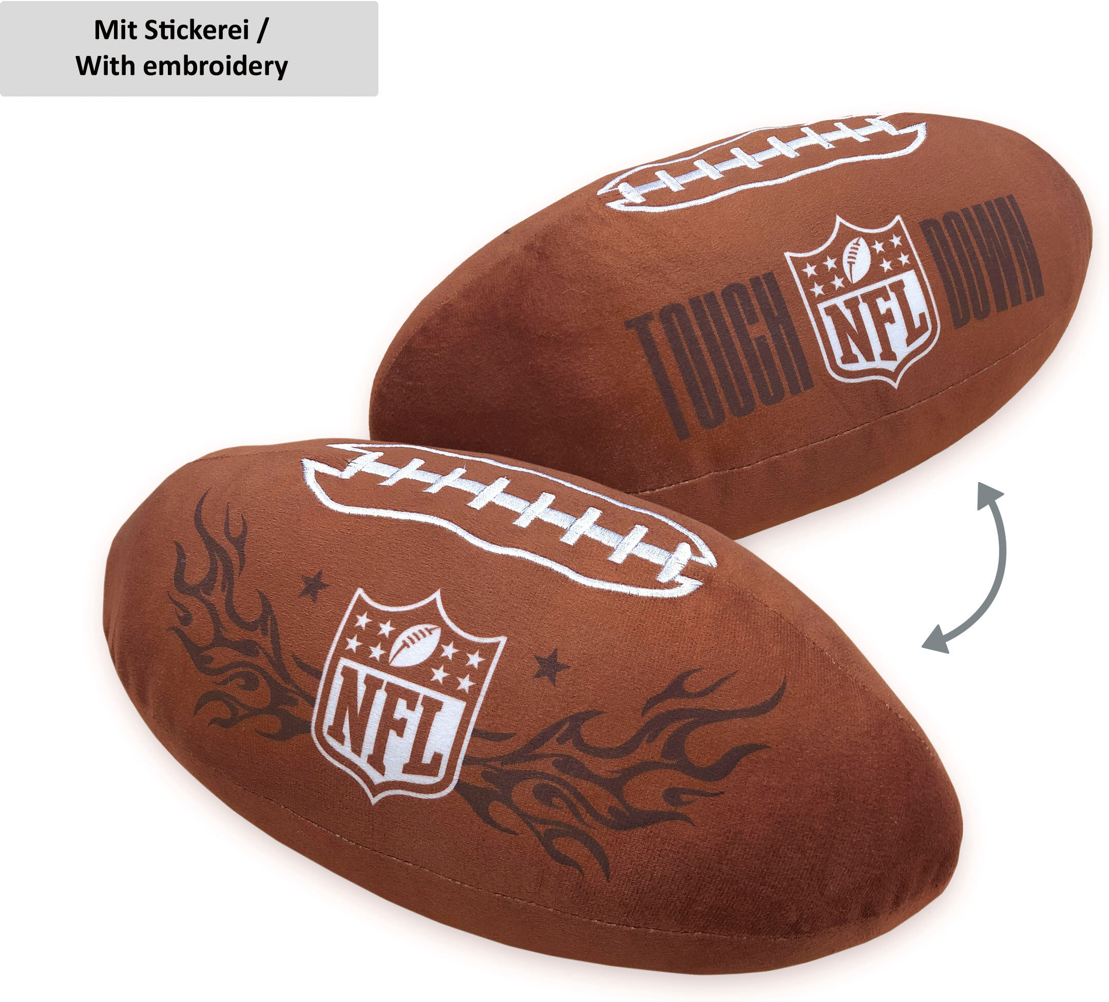 Dekokissen NFL "NFL", bunt (bunt, bedruckt), L:36cm Ø:16,5cm, Polyester, Dekokissen_Sitzkissen_Kissenhüllen, Dekokissen, hochfarbig bedruckt bunt, bedruckt B/L: 36cm, 1 Stk.