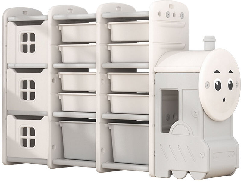 Iuli Zoomie Kids Toy Organiser with Bins White 85cm H X 129cm W X 33cm D