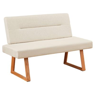 Essbank OTTO HOME "Mellio", beige (creme, eichefarben), B:140cm H:82cm T:62cm, Stoff, Sitzbänke, Essbank, Beine aus massiver Eiche, pflegeleichtem Webstoff Bezug, Breite 140 cm