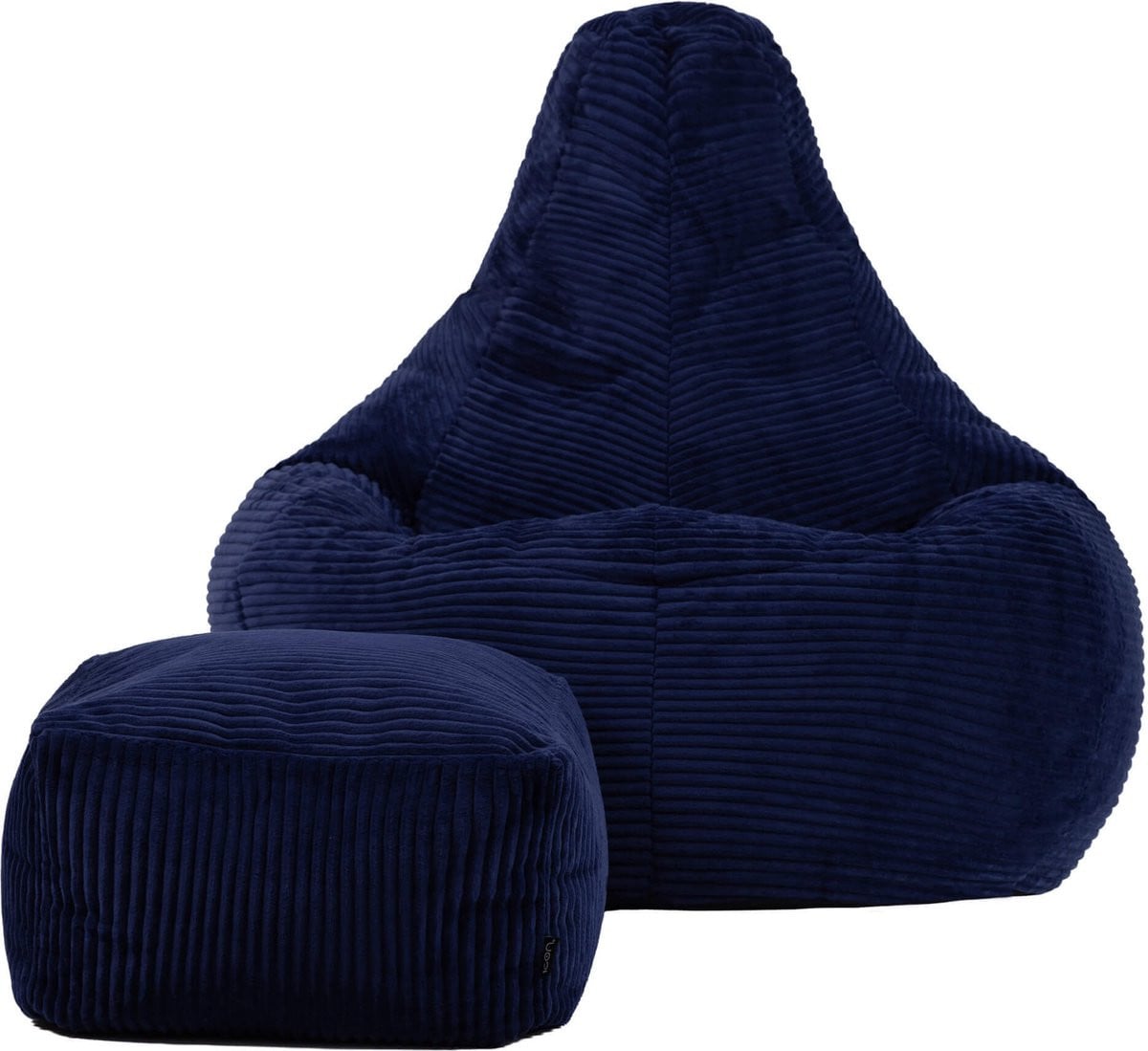 Icon Dalton Zitzak Fauteuil met Poef Gaming Ribfluweel Marineblauw