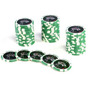 Nexos Pokerchips OCEAN-CHAMPION-CHIP, 50 Stück, Laserchips, Metallkern, 12g, Ø 4cm, grün, Wert 25