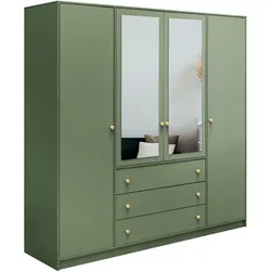 DREHTÜRENSCHRANK GALIO 196/200/57,5 cm 4-türig mit Spiegel Grün