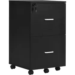Vinsetto Aktenschrank Rollcontainer 2 abschließbare Schubladen A4 Letter Dokumente 43x45x72cm Schwarz