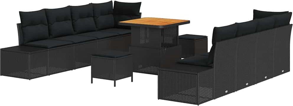 vidaXL Gartensofa-set Schwarz Poly Rattan