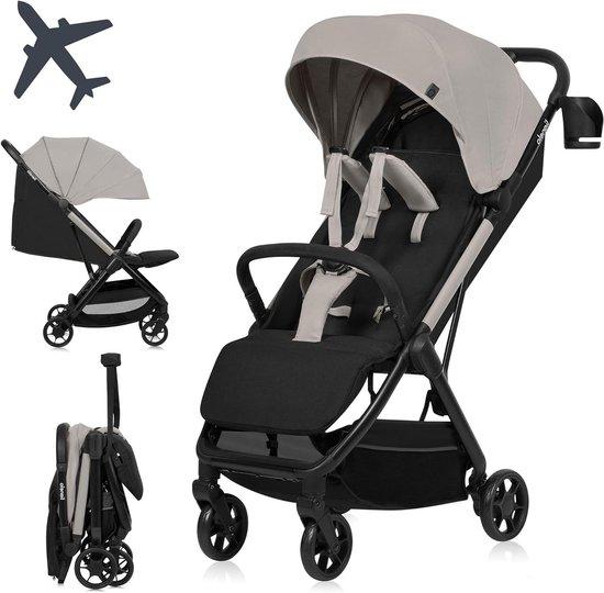 Reisebuggy - Leichter Kinderwagen - Ideal für Reisen mit Kindern - Automatisch zusammenklappbar - Bis zu 22 kg - Beige
