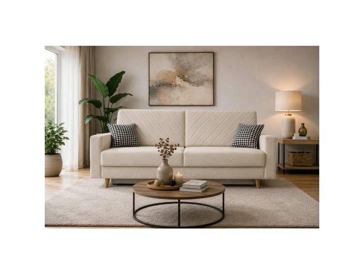 Mid.you Schlafsofa Osaka, Beige, Holz, Kunststoff, 3-Sitzer, Füllung: Komfortschaum,Komfortschaum, 230x96x97 cm, Stoffauswahl, Rücken echt, Kinderzimmer & Jugendzimmer, Jugendmöbel, Jugendsofas