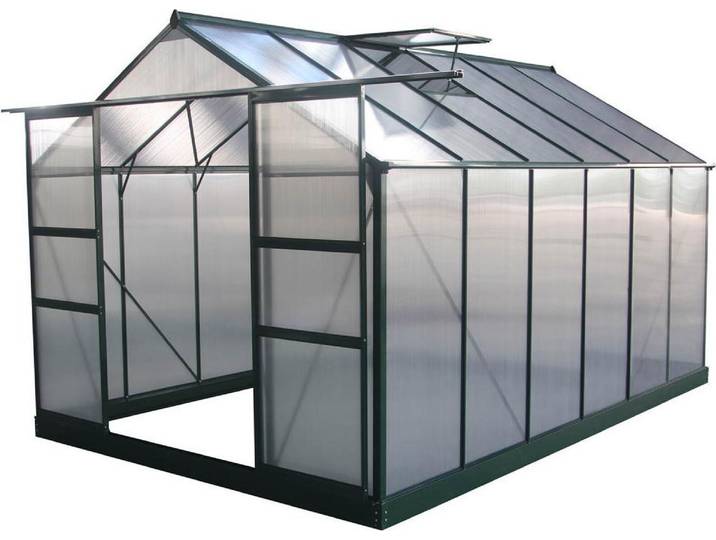 Gartengewächshaus aus Polycarbonat \ Dahlia\ Tannengrün 13,29 m²