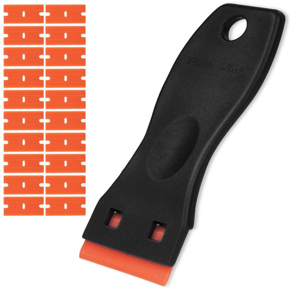 Selius Plastic schraper met 20 plastic messen en keramische glasschraper voor ramen