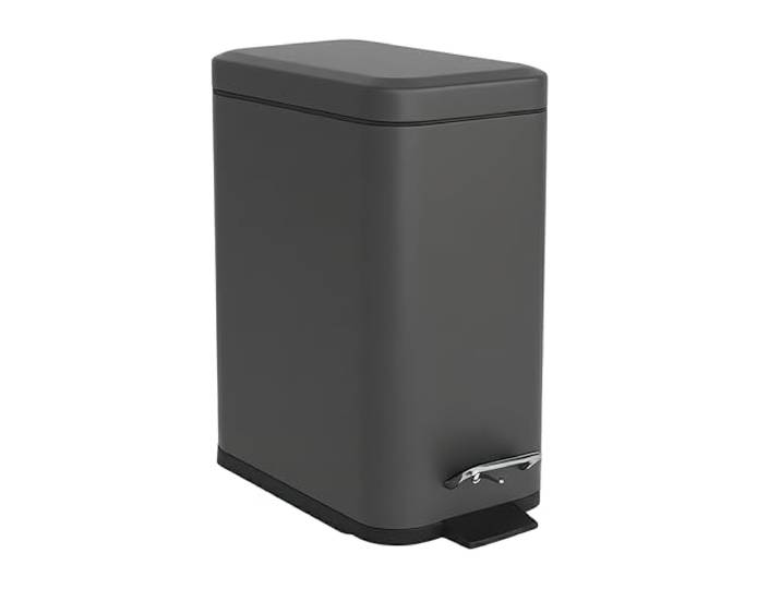 Relaxdays Poubelle de salle de bain\, 5 l\, seau cosmétique avec Soft-Close\, design mat\, poubelle à pédale\, gris foncé