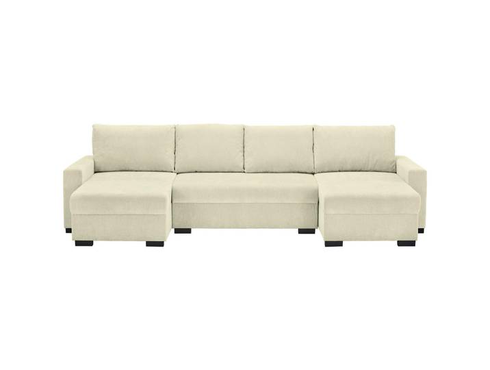 Ti'me Wohnlandschaft, Creme, Kunststoff, 3-Sitzer, Füllung: Schaumstoff, U-Form, 328x140 cm, Liegefunktion, Rücken echt, Wohnzimmer, Sofas & Couches, Wohnlandschaften, Wohnlandschaft U-Form