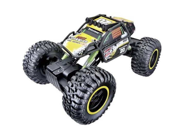 Maisto Tech R/C Rock Crawler Pro Series: op afstand bestuurde auto in monstertruck-uitvoering, met vierwielaandrijving en pistoolgreep afstandsbediening, 38 cm, zwart (581334)