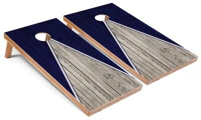 Skip's Garage Navy Pyramid Cornhole Board Set