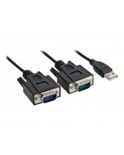 InLine USB 2.0 zu 2x Seriell Adapterkabel Stecker A an 9pol Sub D (33305M)