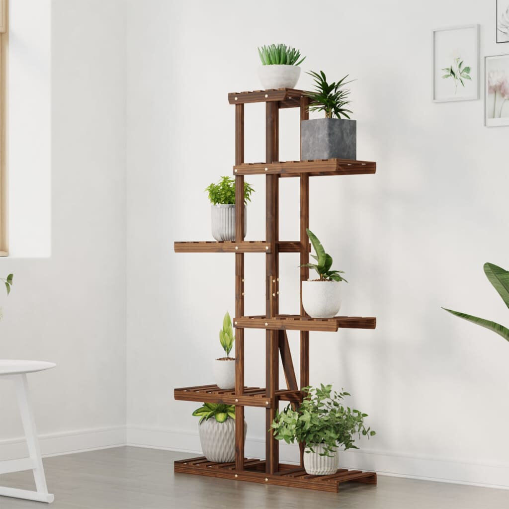 Marlow Home Co. Pugmire Solid Wood Plant Stand 5 Tier Carbonized Brown