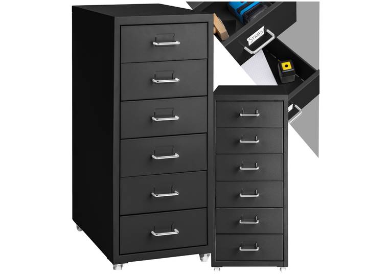 Caisson de bureau roulant en métal 41x28x69cm - noir