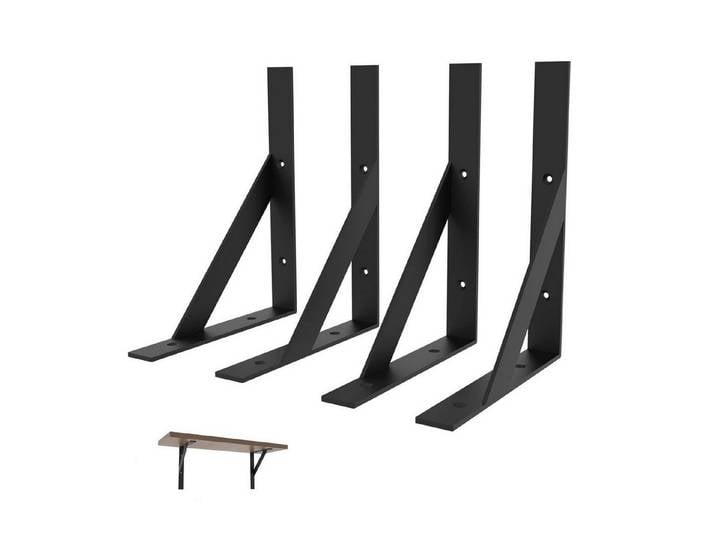 LuxusKollektion Wandregalhalter Regalhalterung Winkel Schwarz, 4-tlg.