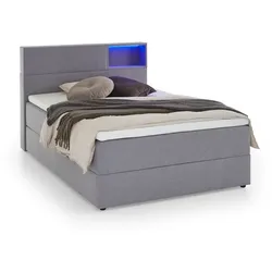 meise.möbel Boxspringbett Caja 140 x 200 cm Stoff Grau Hellgrau