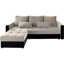 ECKSOFA KOS PIK Beige Plüsch-Stoff mit Schlaffunktion