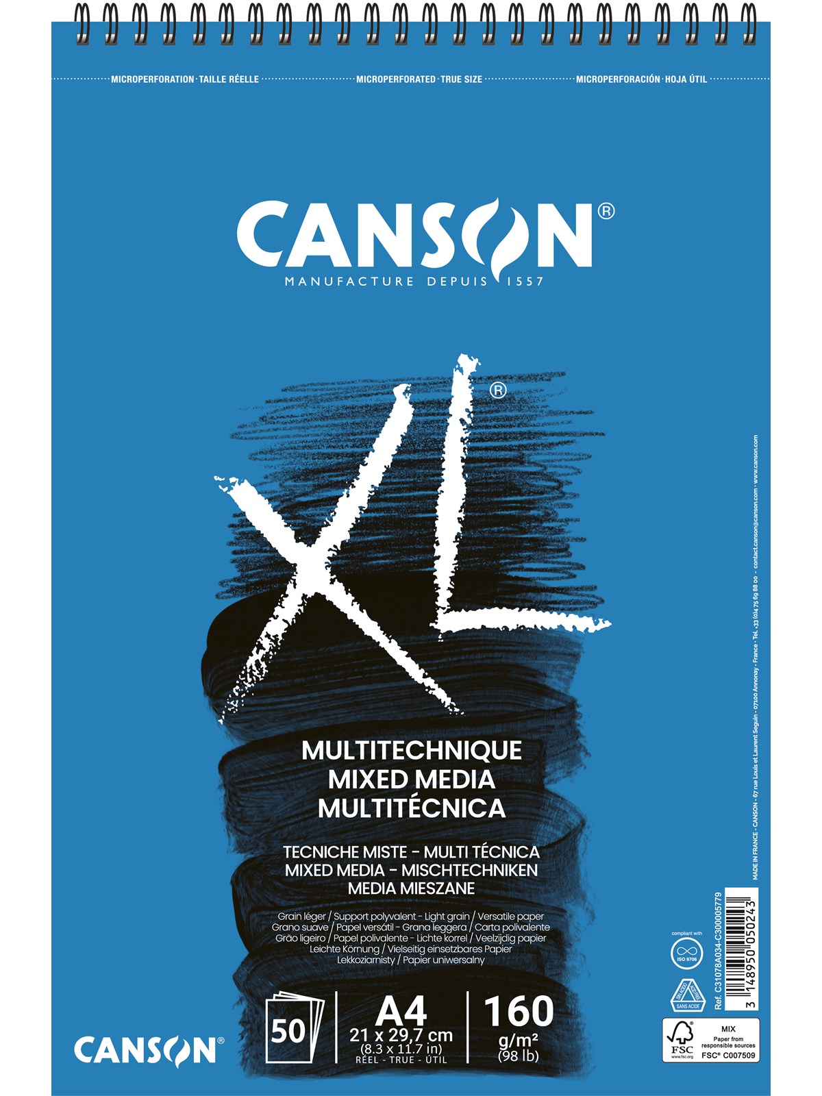 Canson XL Mixed Media Spiral A4 160G 50 SH