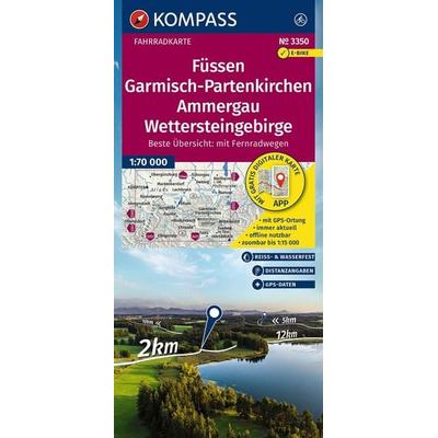 KOMPASS Fahrradkarte 3350 Füssen, Garmisch-Partenkirchen, Ammergau, Wettersteingebirge 1:70.000, Sonstige von , KOMPASS Freytag & Berndt,